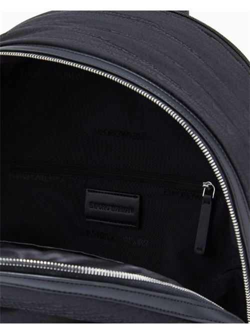 NYLON BACKPACK WITH MONOGRAM LETTERING EMPORIO ARMANI | EM005394.AF14637UC001 BLACK BEAUTY